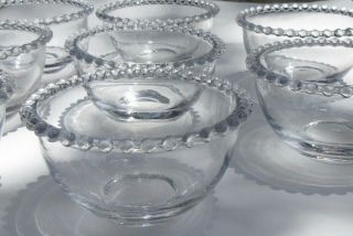 Imperial Candlewick Clear Crystal Pressed Ball Art Glass Nappy Bowl 8 Dish Set