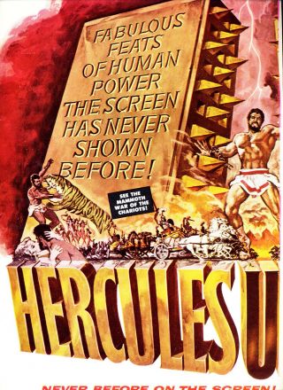 " Hercules Unchained " Starring Steve Reeves,  1960 Movie Ad