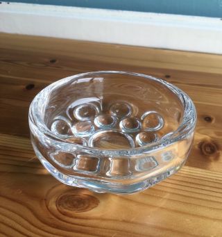 Vintage Orrefors Art Glass Palmqvist Signed Bubble Dish Crystal Scandinavian