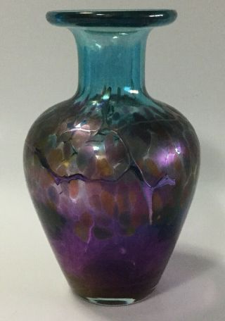 Robert Held Signed Art Glass Vase 6 " Tall Made In Canada.