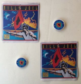Billy Joel - Set Of 2 1989 Storm Front Patches And 2 Concert Pins