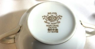 Vintage Noritake Christmas Ball China 4 Double Handled Cream Soup Cup And Saucer 3