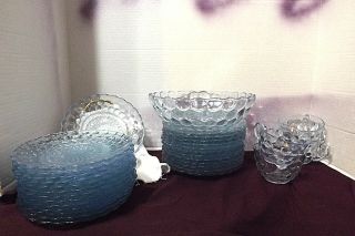 Sapphire Blue Bubble Glass (27) 6 1/2 " Plates