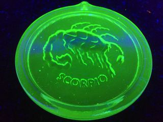 Green Vaseline Uranium Glass Scorpio Christmas Ornament Sun Catcher Zodiac Sign