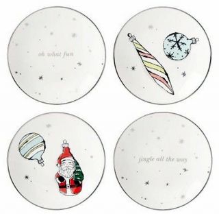 Kate Spade York Vintage Christmas Ornaments Tidbit Plates,  Set Of 4 Lenox
