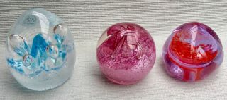 Three Caithness Glass Paperweights.  Moonbeam,  Pixie & Pebble