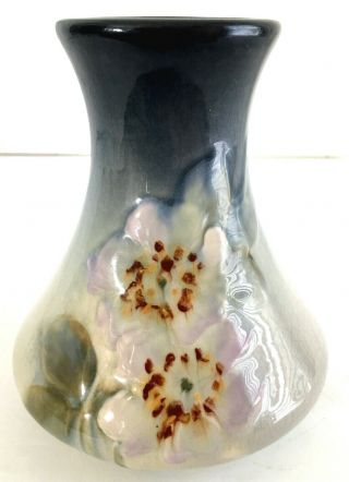 Vintage Weller Pottery Etna Vase White Dogwood Flowers 6 