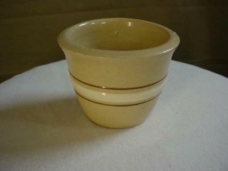 Htf Vintage Stoneware Yellow Ware Custard Cup Cream 2 Brown Stripes Bowl