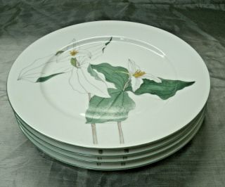 Block Spal Watercolors Trillium Set Of 4 - 10 1/2 " Dinner Plates Mary Lou Goertzen