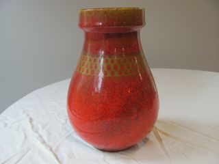 Raymor Red Ceramic Vase Italy Vintage Mcm Italian Art Pottery Labels