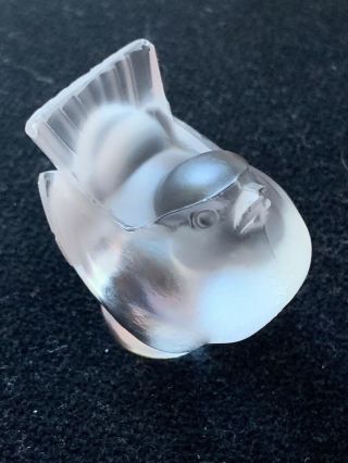 Lalique France Sparrow Pinson Bird Figurine Crystal Paperweight Signed