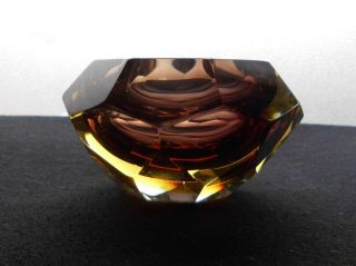 Murano Vintage Mandruzzato Style Sommerso Glass Octagonal Faceted Ash Tray