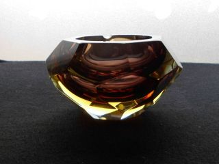 Murano Vintage Mandruzzato Style Sommerso Glass Octagonal Faceted Ash Tray 2