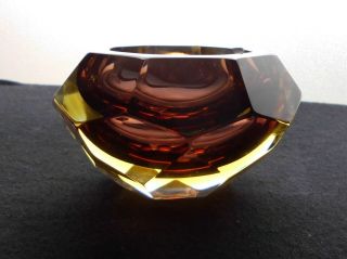 Murano Vintage Mandruzzato Style Sommerso Glass Octagonal Faceted Ash Tray 3