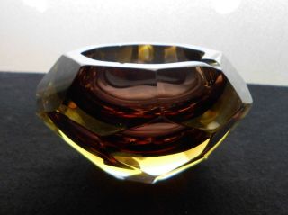 Murano Vintage Mandruzzato Style Sommerso Glass Octagonal Faceted Ash Tray 4