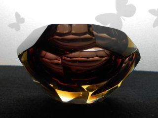 Murano Vintage Mandruzzato Style Sommerso Glass Octagonal Faceted Ash Tray 5