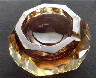 Murano Vintage Mandruzzato Style Sommerso Glass Octagonal Faceted Ash Tray 6
