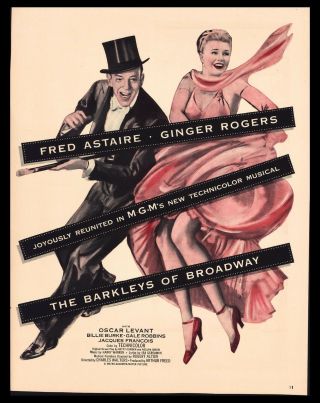 1949 " The Barkleys Of Broadway " Fred Astaire Ginger Rogers Art Print Ad