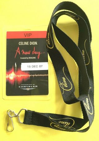 Celine Dion A Day Laminate Backstage Vip Pass With Neck Strap