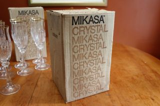 Mikasa Gold Crown Crystal Set of Four Champagne Flutes (8 Available) 6