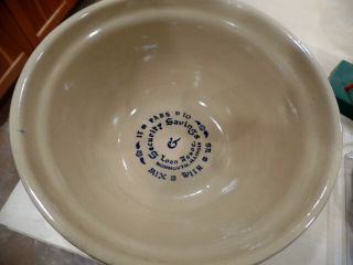 Vintage Western Stoneware Advertisin Mixing Bowl Security Savings Monmouth Ill