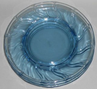 Set (4) Fostoria Glass Jamestown Blue Pattern Salad Or Luncheon Plates