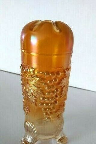Northwood Marigold Carnival Glass Hatpin Holder Grape And Cable