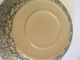 Roseville RRP Co 13 1/2” X 3” LG.  Pasta Bowl Vintage Ohio Blue Spongeware 5