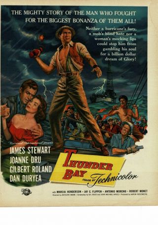 Thunder Bay James Stewart Joanne Dru 1953 Vtg Movie Promo Print Ad