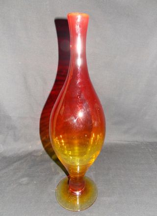 16 " Retro Blenko Art Glass Amberina Vase
