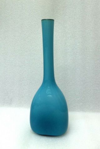 Scandinavian Swedish Elme Turquoise Blue Art Glass Vase