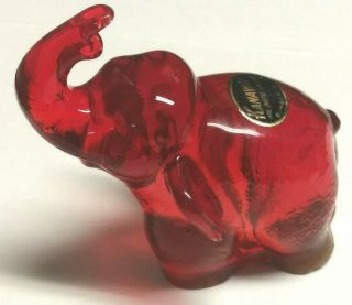 Kanawha Red Art Glass Dumbo Elephant Figurine Paperweight With Tag Rare