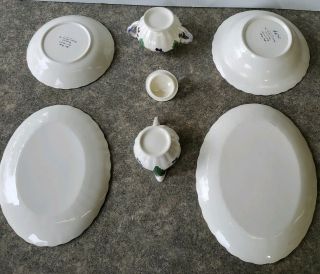 Southern Pottery Inc.  set of 6.  2 plates,  2 bowls,  sugar dish,  Gravy Dish 7