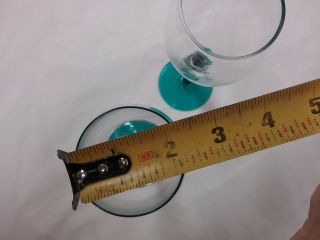 Set Of 2 Teal Blue Twisted Stem Wine Glass Goblets 3