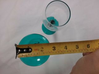 Set Of 2 Teal Blue Twisted Stem Wine Glass Goblets 4