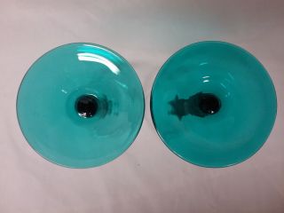 Set Of 2 Teal Blue Twisted Stem Wine Glass Goblets 5