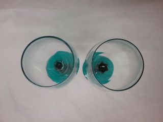 Set Of 2 Teal Blue Twisted Stem Wine Glass Goblets 6