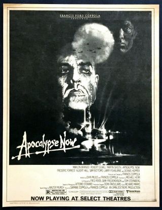 1979 Marlon Brando " Apocalypse Now " Movie Release Vintage Print Ad