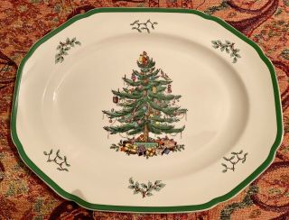 Spode Christmas Tree Serving Platter 14 3/4 " Long S3324 Dish Tray