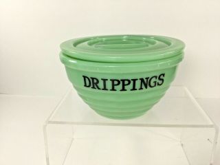 4.  75 ",  Jadeite Green Glass,  Farm Kitchen Decor,  Drippings Bowl W/ Cover