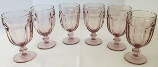 Set Of Six Libbey Usa Duratuff Gibraltar Pink Iced Tea Water Goblets 7 "