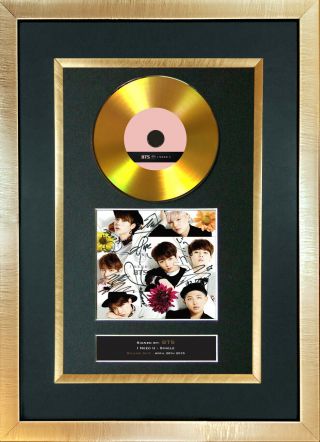 175 Bts Gold Disc I Need You / U Single Cd Signed Autograph Mounted Print