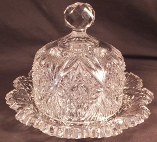 Antique Abp Cut Glass Rare Covered Butter Dish