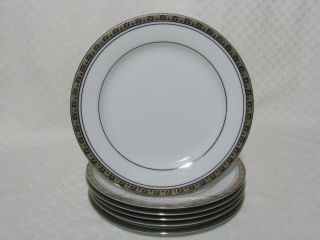 5 Noritake Legacy Platinum Dinner Plates 4281,  Contemporary
