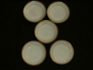 5 Royal Worcester Soup Bowls Gold Encrusted W 9215 Antique 1919