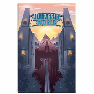 Jurassic World - Park Gates Large Metal Tin Sign