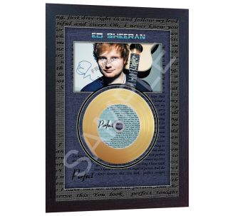 Ed Sheeran Perfect Mini Gold Vinyl Cd Record Signed Framed Photo Print