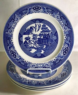 4 Royal China Blue Willow 10 " Dinner Plates