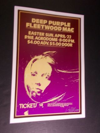 Deep Purple - Fleetwood Mac - Concert Poster - Easter:agrodome Bob Masse Art :signed