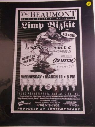 Limp Bizkit Concert Poster Beaumont - Kc,  Mo.  Ladies Night In Cambodia,  Clutch